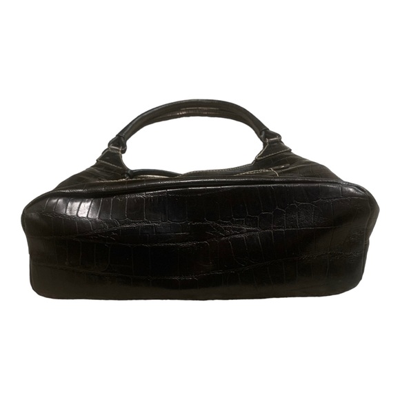 Y2k Jones New York Black Leather Gator Clutch Purse With Multiple Pockets - Picture 2 of 9